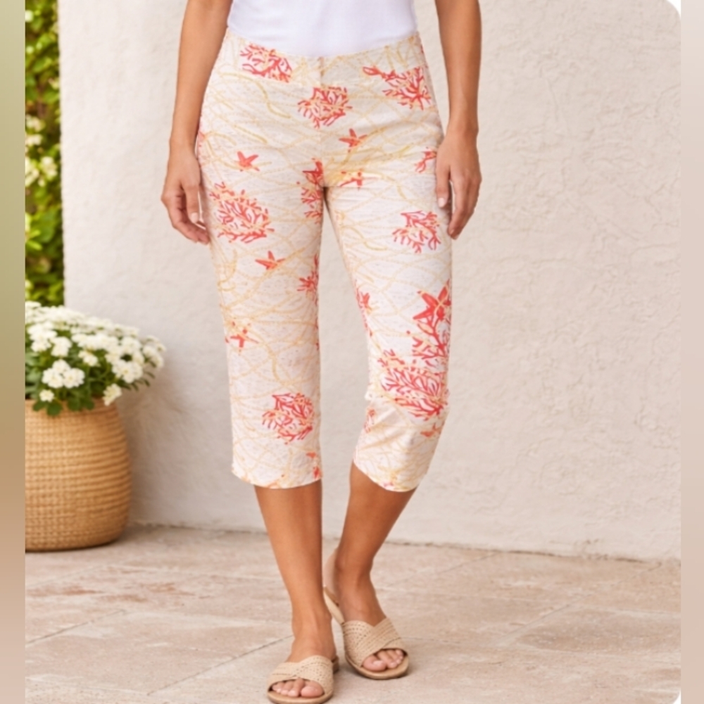 J. MC LAUGHLIN Starfish & Coral Cotton Capri Pants | 4